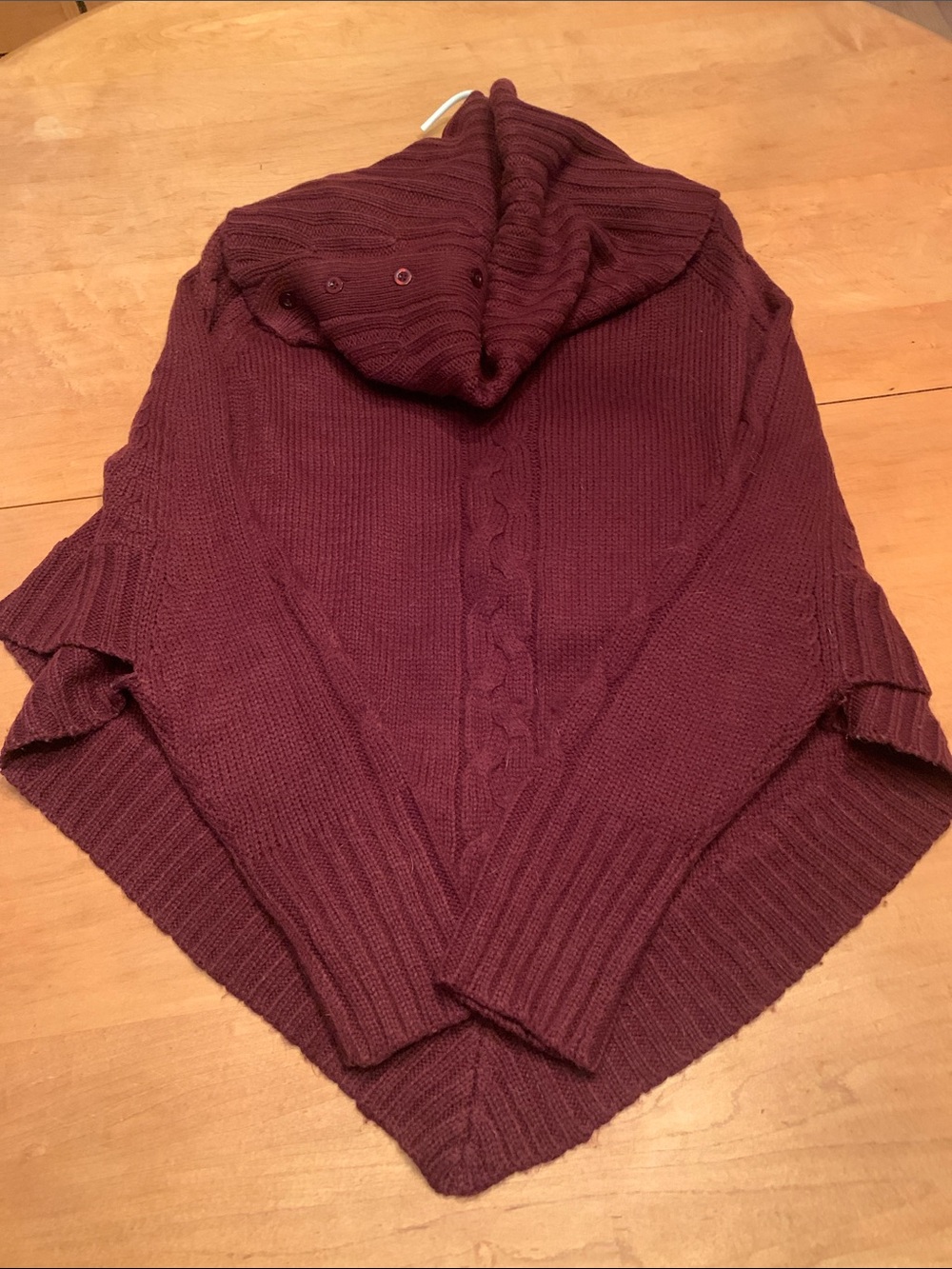 Women’s  Cowl poncho style Sweater - Burgundy